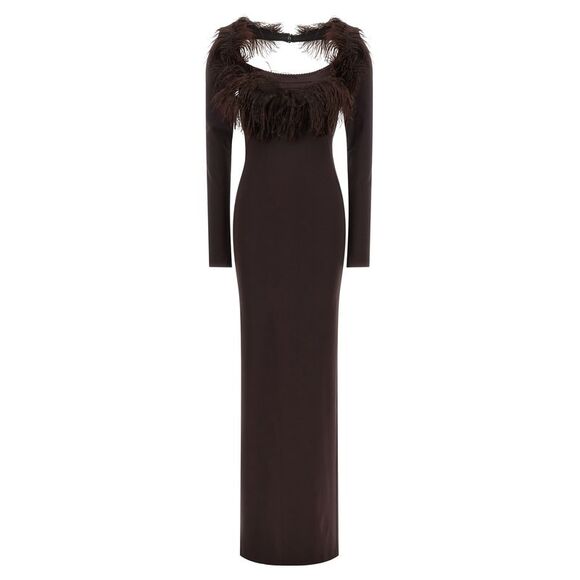 The Attico Dresses & Skirts - The Attico Brown Viscose Long Women's Dress